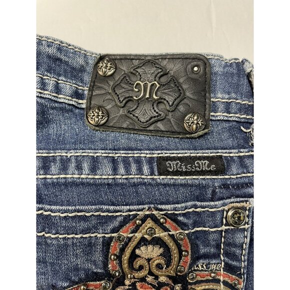 Miss Miss Women’s 28x32 Blue Denim Jeans Skinny Embroidered Stretch - Picture 6 of 9